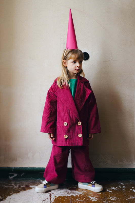 sztruksowe, malinowe kuloty