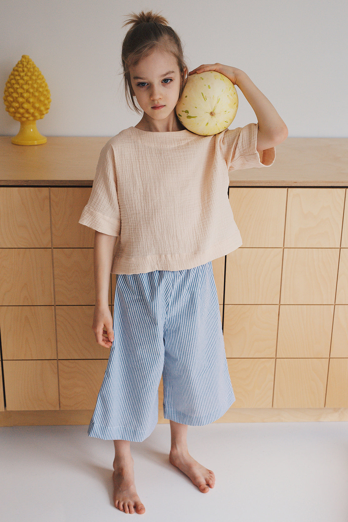 white and blue striped culottes- cloth took part in photo session