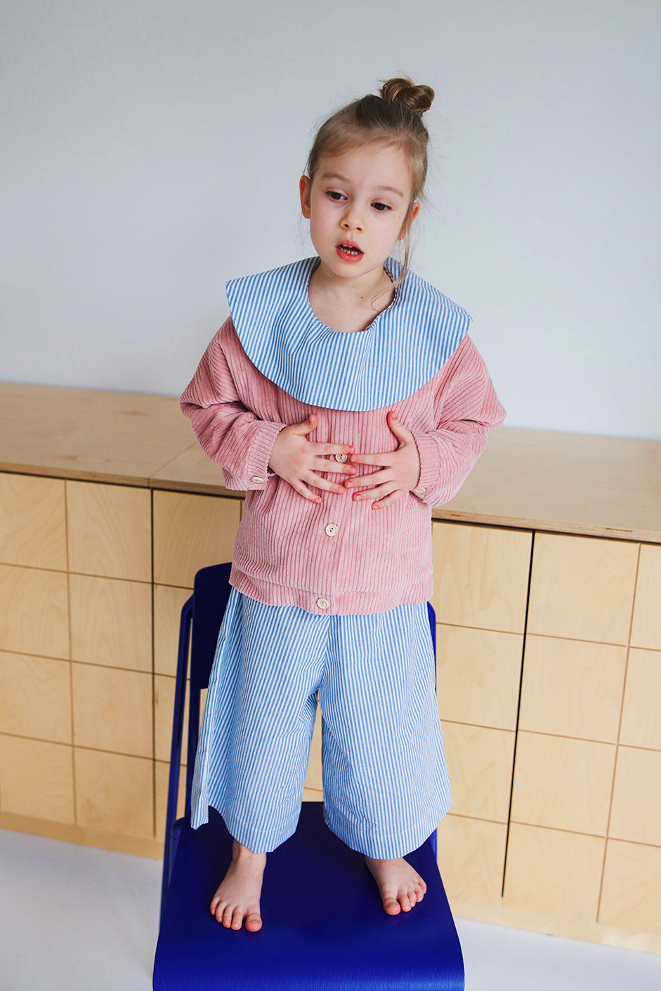 white and blue striped culottes- cloth took part in photo session