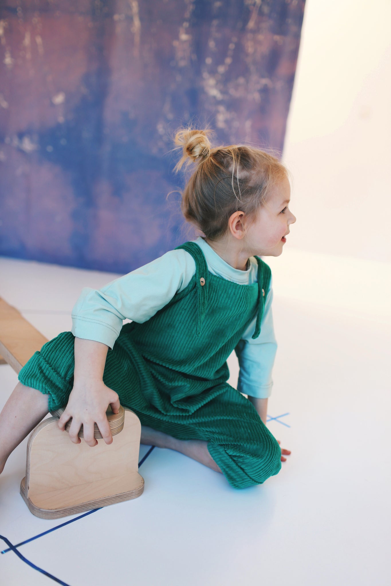 green dungarees