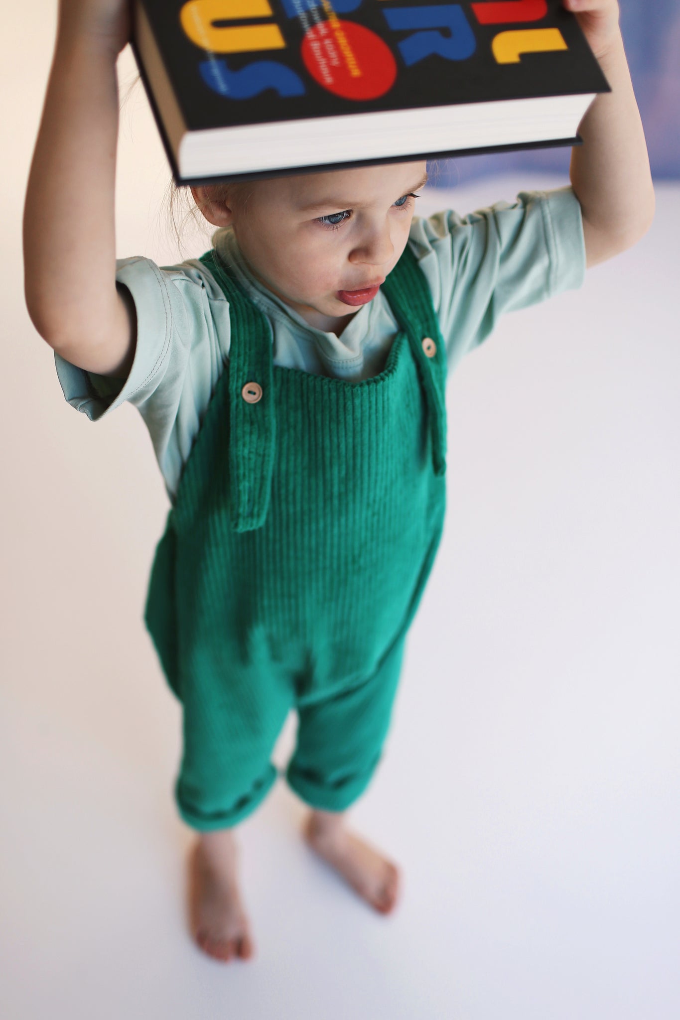 green dungarees
