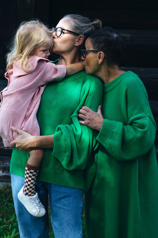 green chunky dress for women