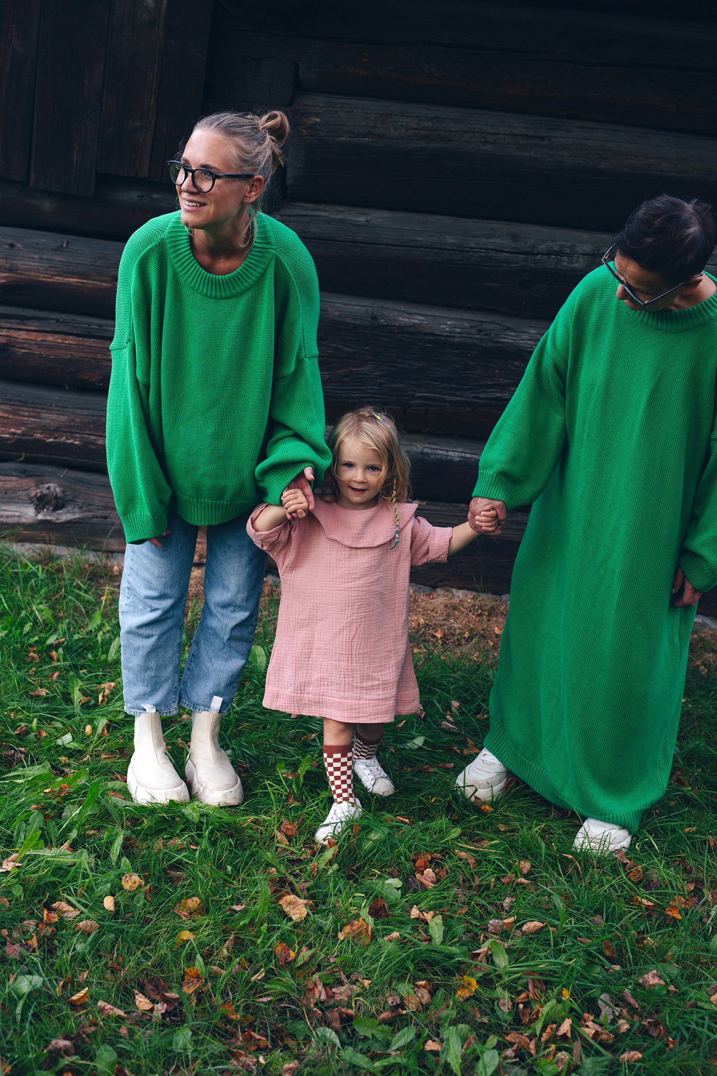 green chunky sweater for women