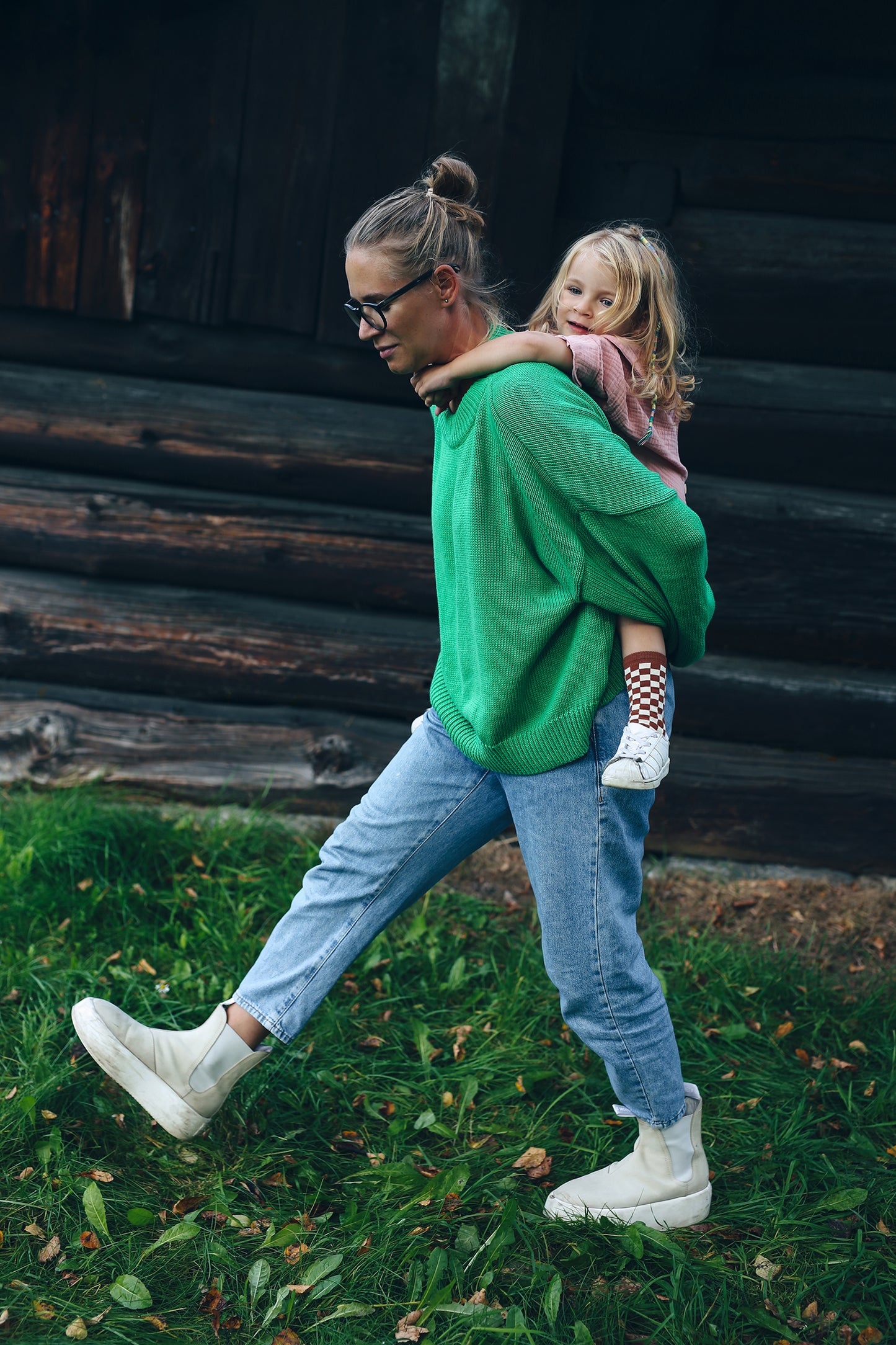 green chunky sweater for women