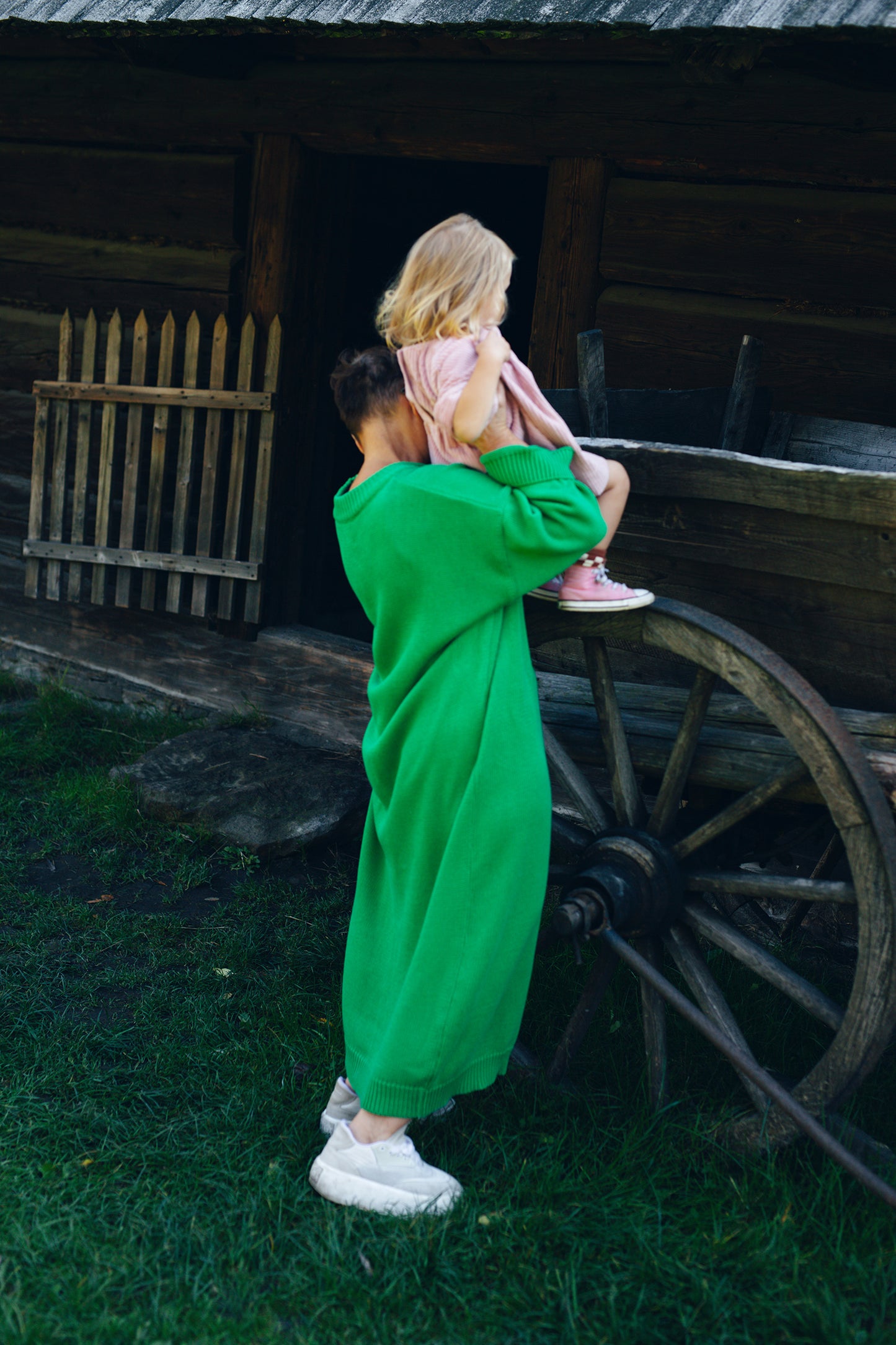 green chunky dress for women