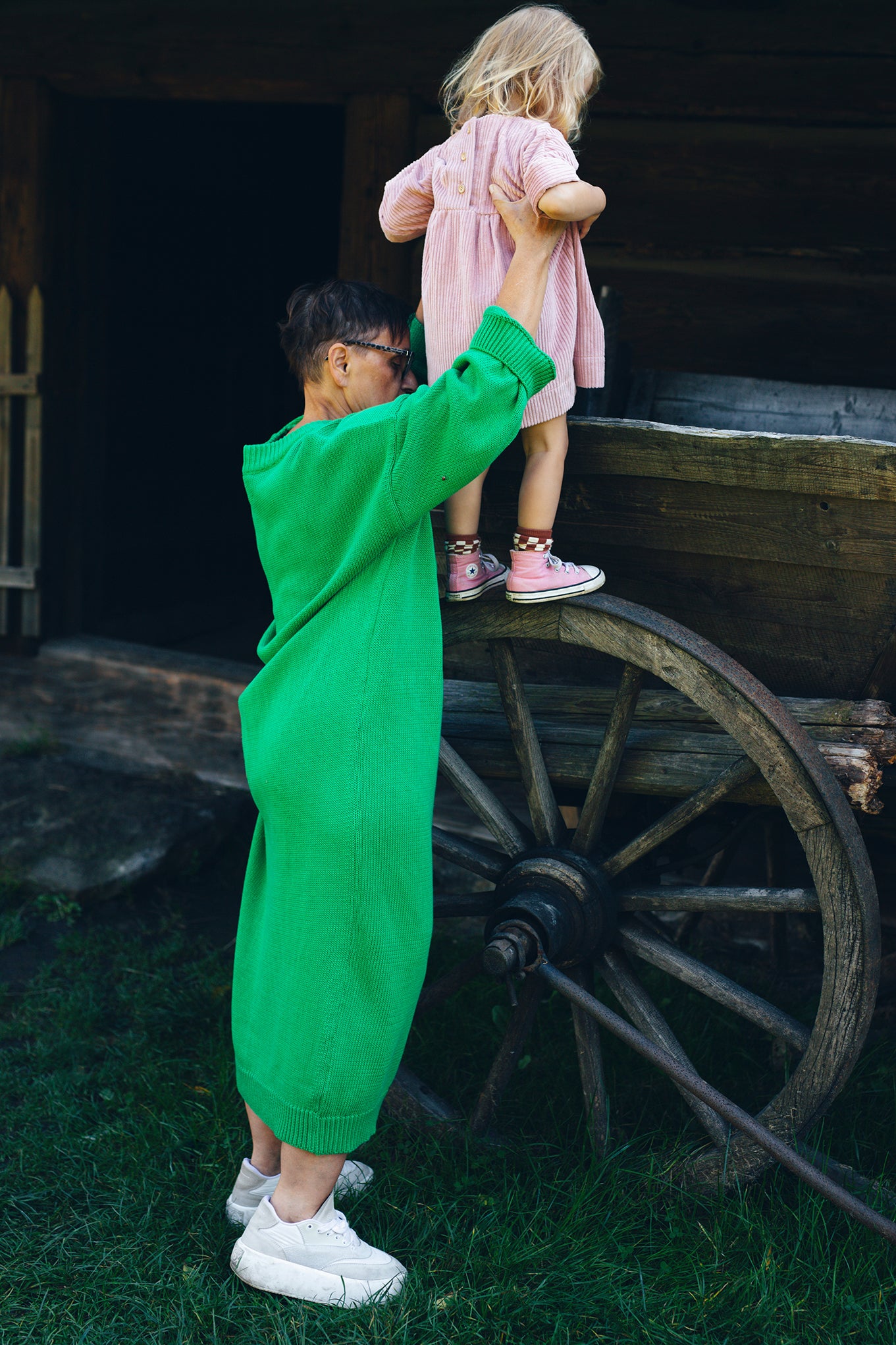 green chunky dress for women