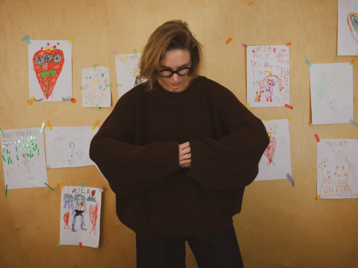 green chunky sweater for women