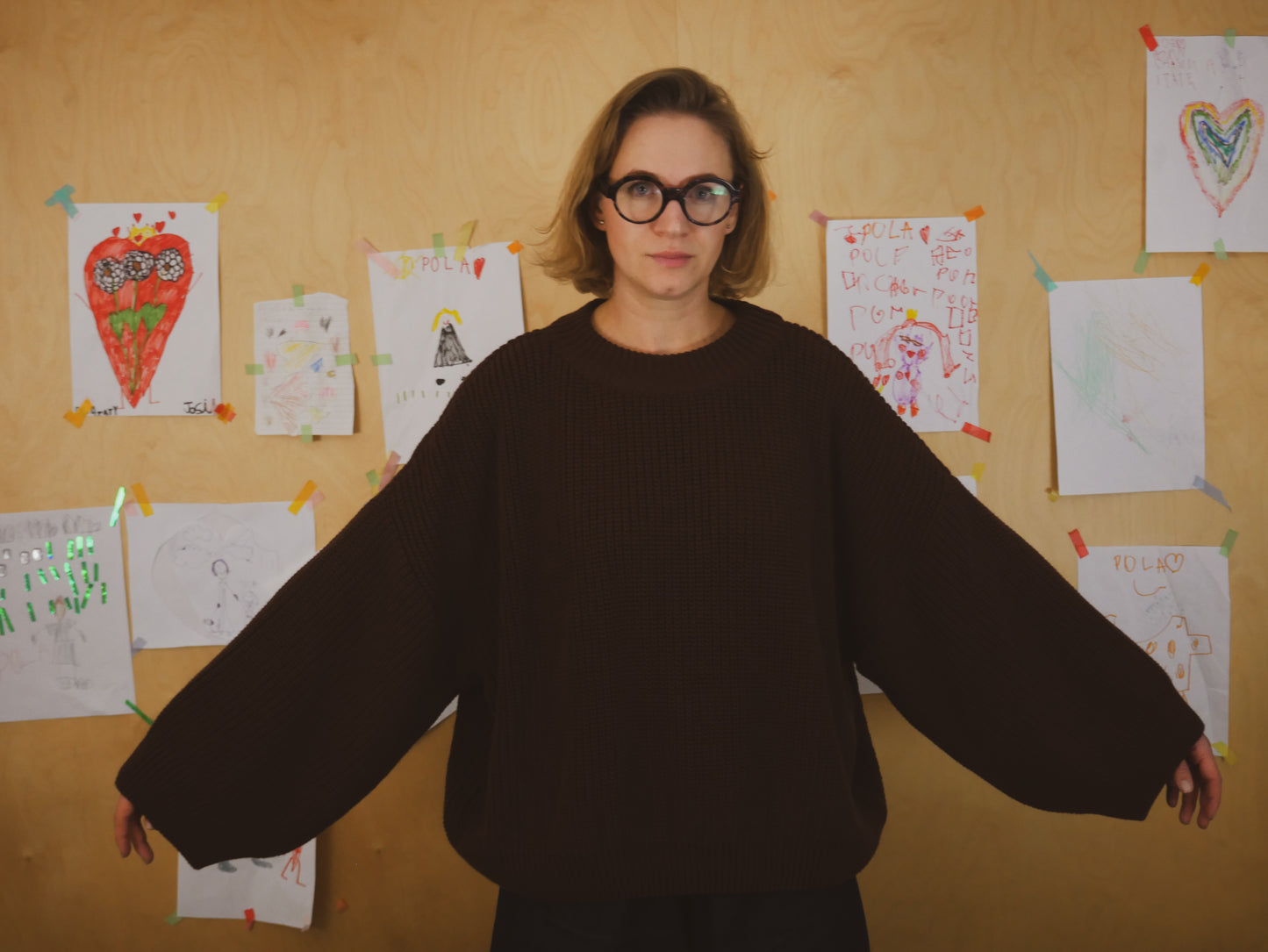 green chunky sweater for women