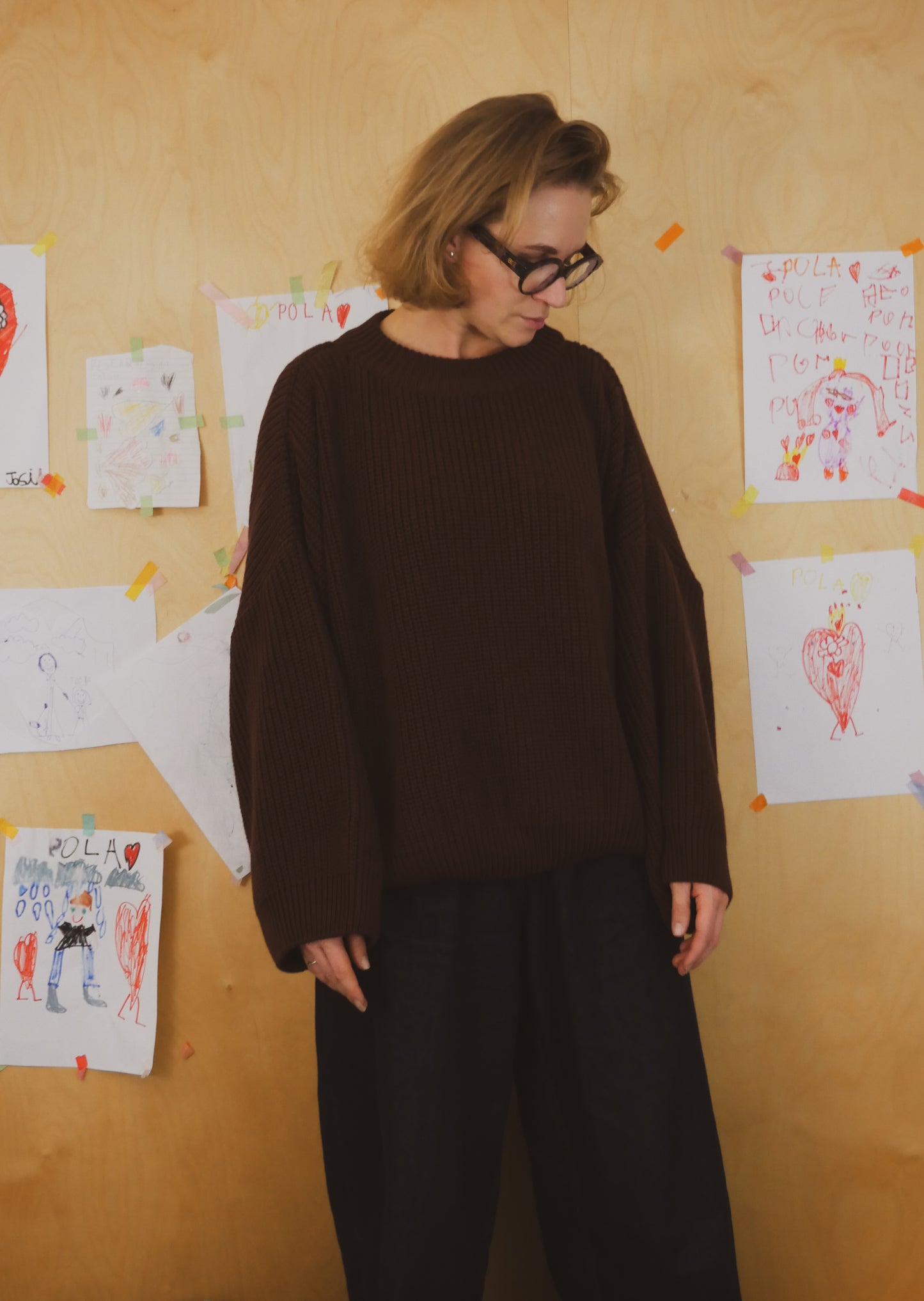 green chunky sweater for women