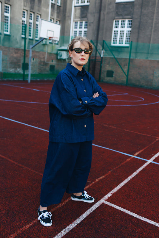 BALUN jeansowe spodnie o kroju balonowym