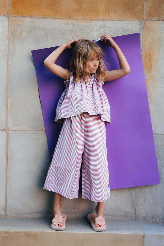 culottes, white and green check