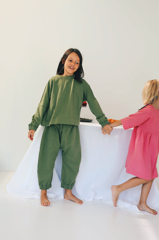 green trousers from soft sweat